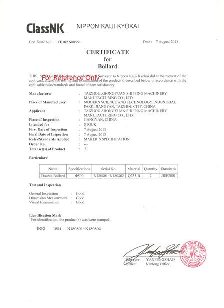 China Zhongyuan Ship Machinery Manufacture (Group) Co., Ltd zertifizierungen